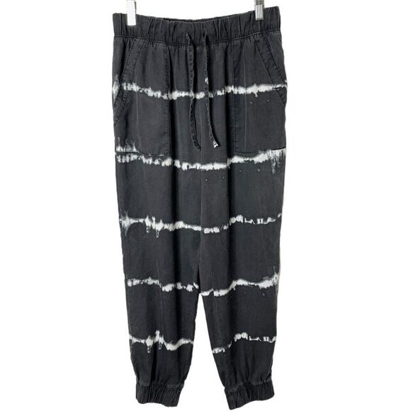 Japna Womens Jogger Pants M Gray & White Tie Dye Stripe Drawstring Elastic Waist - Picture 1 of 8